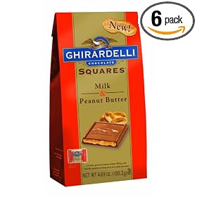 Ghirardelli Chocolate Squares, Milk Chocolate with Peanut Butter, 4.69-Ounce Packages (Pack of 6)
