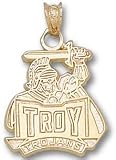 Troy State Trojans Solid 10K Gold ''TROY TROJANS'' Logo Pendant