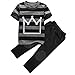 Little Boys Short Sleeve Striped Crown Print T-shirt and Pants Outfit