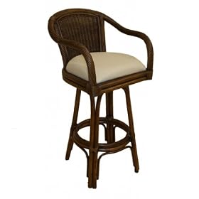 Indoor Swivel Rattan & Wicker 24 Counter Stool w  Cushion by Hospitality Rattan -... by Hospitality Rattan