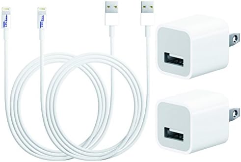CBCell 5831436 Charger Set Feet USB Data Cables and Wall Adapters for iPhone 5, 5S, 6, 6 Plus, 6S, 4th Gen iPad, iPad Air, iPad Air 2, iPad Mini