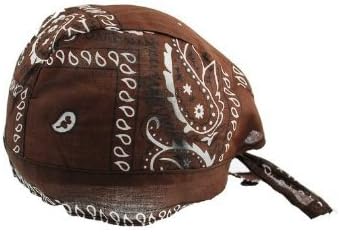 Biker Skull Caps - Head Wrap Do Rags / Bandanas / Hats - Paisley Brown