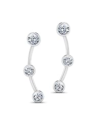 Diamond (0.6 Ct, IJ-SI), 18 Kt White Gold Triad Diamond Earrings.