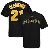 Majestic Pittsburgh Pirates #21 Roberto Clemente Black Cooperstown Player T-shirt