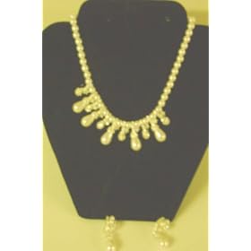 Click here to buy Imported Ivory Pearl Long Chain Necklace and Matching Earrings for Women and Teens by Gita.