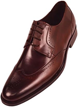 Steven Land Footwear Collection Mens Classic Brown Genuine Leather Wingtip Oxford Dress Shoe : Style SL7184-065