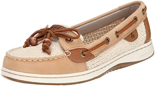 Sperry Top-Sider Women's Angelfish Cotton Mesh Boat Shoe, Sand/Ivory, 7.5 M US