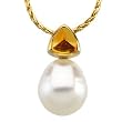 14K Yellow Gold Paspaley South Sea Cultured Pearl and Citrine Pendant - 12.00mm