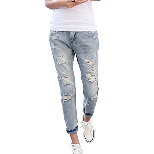 TOP レディース 春 夏 秋 デニム パンツ ズボン カジュアル ダメージ スリム レディース ファッション オリジナルハンカチ付 型番box053