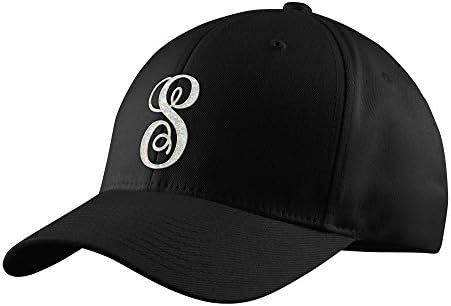 White Glitter Letter "S" Monogram Black Hat - Curly