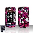 Pink Red White Heart Rubberized Snap on Hard Skin Cover Case for Lg Xenon Gr500 + Belt Clip