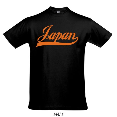 T-Shirt – Japan Oldschool Japan LÄNDERSHIRT EM / WM FAN Trikot S-XXL , Deep black – orange , L