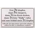 PST-Schild - Erst 3 mal klopfen , dann 5 mal r�uspern ... - Schild Spa�schild Spa� Spassschild Spass Funschild Fun Fun-Schild T�rschild T�r Kunststoff Geschenk Geburtstag