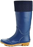 Henry Ferrera Women's Foldover Knit Waterproof Rain Boots (7 B(M) US, Navy)