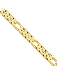 14K Yellow Gold, 11mm Figaro Link Bracelet - 8 Inch
