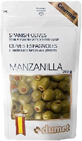 Dumet Olives Manzanilla Spanish Olives with Pimento Paste 200g (Pack of 2)