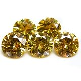Round 10mm Yellow CZ Cubic Zirconia Loose Stones of 50 Pieces