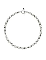 18" Sterling Silver Freshwater Pearl & Snowflake Rondell Necklace