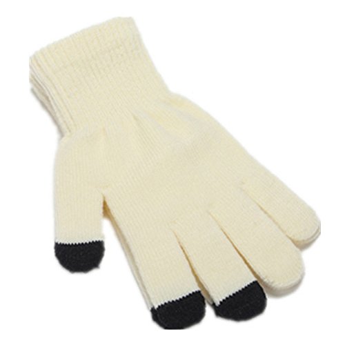 Warm Knitted Stretch touchscreen/texting winter gloves with a soft texture. Just thick enough to not be bulky. Off-White