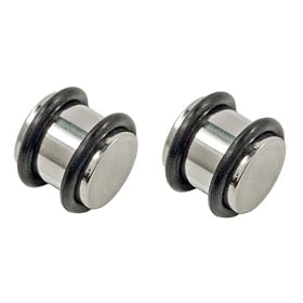 0 Gauge 316L Surgical Steel Solid Plugs by 