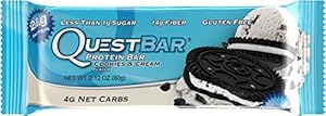 Quest Nutrition Protein Bar, Cookies & Cream, 20g Protein, 2.1oz Bar, 12 Count