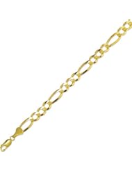 10K Yellow Gold 8.3mm Diamond Cut Royal Figaro Link Bracelet with Lobster Clasp