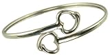 Image of Silver Ladies Twin Heart Torque Bangle