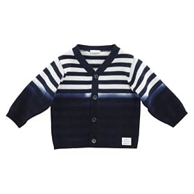 3Pommes Stripe and Tie and Die 100 Percent Cotton Cardigan for 6 Months (Boys, Navy)