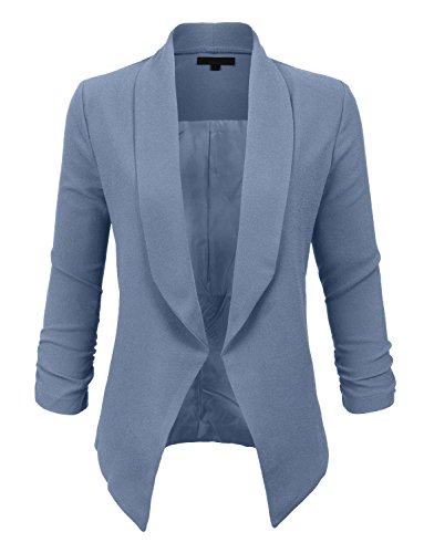 LE3NO-Womens-Textured-34-Sleeve-Open-Blazer-Jacket-L3NWJC1196-LIGHTBLUE-Medium