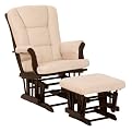 Stork Craft Tuscany Glider Rocker and Ottoman, Black/Beige