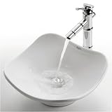 Kraus KCV-135 White Ceramic White Tulip Ceramic Lavatory - Sink and Pop-Up Drain Only - Faucet not included KCV-135