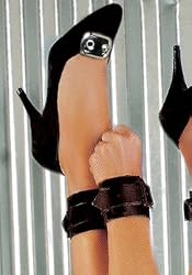 Leather Wrist To Ankle Restraints (Black;One Size)