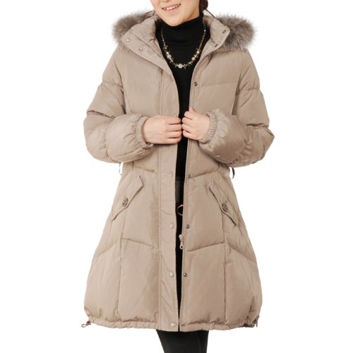 ダウンコート バルーン型 フード付 フォックス (No 2530 z ) 11号 グレージュ 〔エースタイル〕 Aastyle