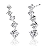 Stunningly sophisticated: Sterling Silver Designer Inspired Journey Style Post Earrings with Cubic Zirconia