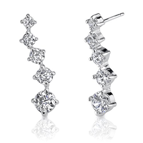 Stunningly sophisticated: Sterling Silver Designer Inspired Journey Style Post Earrings with Cubic Zirconia