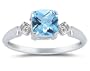 Cushion Cut Blue Topaz & Diamond Ring in White Gold