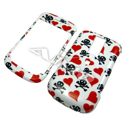 RIM Blackberry Bold 9000 Protector Hard Case Snap On Image Cover Skulls and Hearts