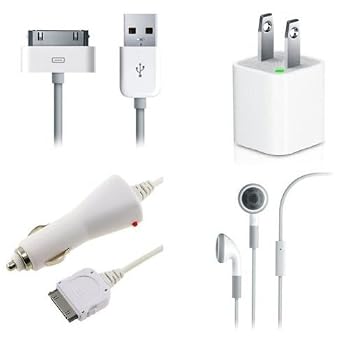 Set A Shopping Price Drop Alert For High Quality USB Cable + Wall + Car Charger + Hands Free for Apple iPod Touch Nano 1 2 3 4 First Second Third Fourth Generation - USA SHIPPED [TheOEMPlanet Titan Brand]