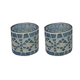 Indiana Glass 31359 Translucent Blue Glass & Plaster Mosaic Designed Candle Holder Set of 2 410dHQ94OoL. SL160 Indiana Glass 31359 Translucent Blue Glass & Plaster Mosaic Designed Candle Holder Set of 2