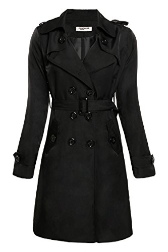 Zeagoo Women Double Breast Long Dust Trench Coat Windbreaker Belted