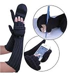Lady Elegance Extra Long Convertible Mittens- Black