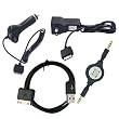 Skque Microsoft Zune 4GB / 8GB / 16GB / 30GB / 80GB / Zune HD 32GB / Zune HD 16GB Car Charger + Wall Charger + USB Data Cable + Audio Car Adatper Auxiliary Cable Bundle Kit Set