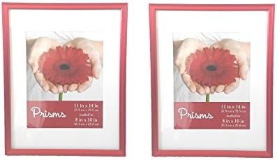Set of 2 Prisms Metallic Red 11x14 Picture Frame with Matte and Horizontal and Vertical Hangers