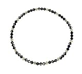 410dPc8eKsL. SL160  Anklet   A90   Stretch   4mm Swarovski (TM) Crystal and Heishi Beads   8 1/2 for Smaller Ankles ~ Jet (Black)