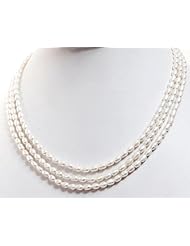 3 Strands Natural Graceful Fresh Water Pearl Beaded Handmade Necklace
