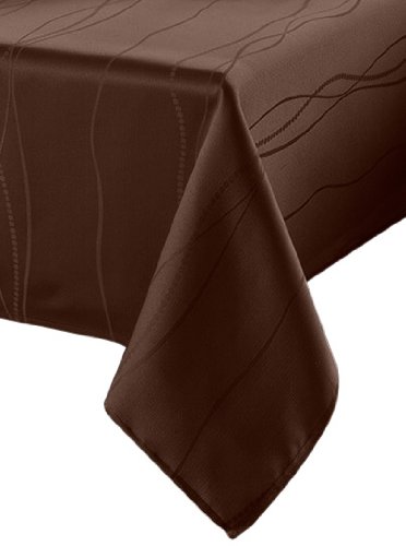 Gourmet Spillproof 60-Inch by 120-Inch Fabric Tablecloth, Chocolate