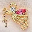 Pack of 8 Gold Plated October Birthstone Angel With Cross Pins