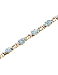14kt Yellow Gold Oval Aquamarine and Diamond Bracelet