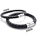KONOV Jewelry Black Leather Mens Bracelet Stainless Steel Clasp, 6mm - 7