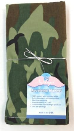 NuAngel Baby Receiving Blanket, Green Camo, 100% Cotton Flannel, Made in USA